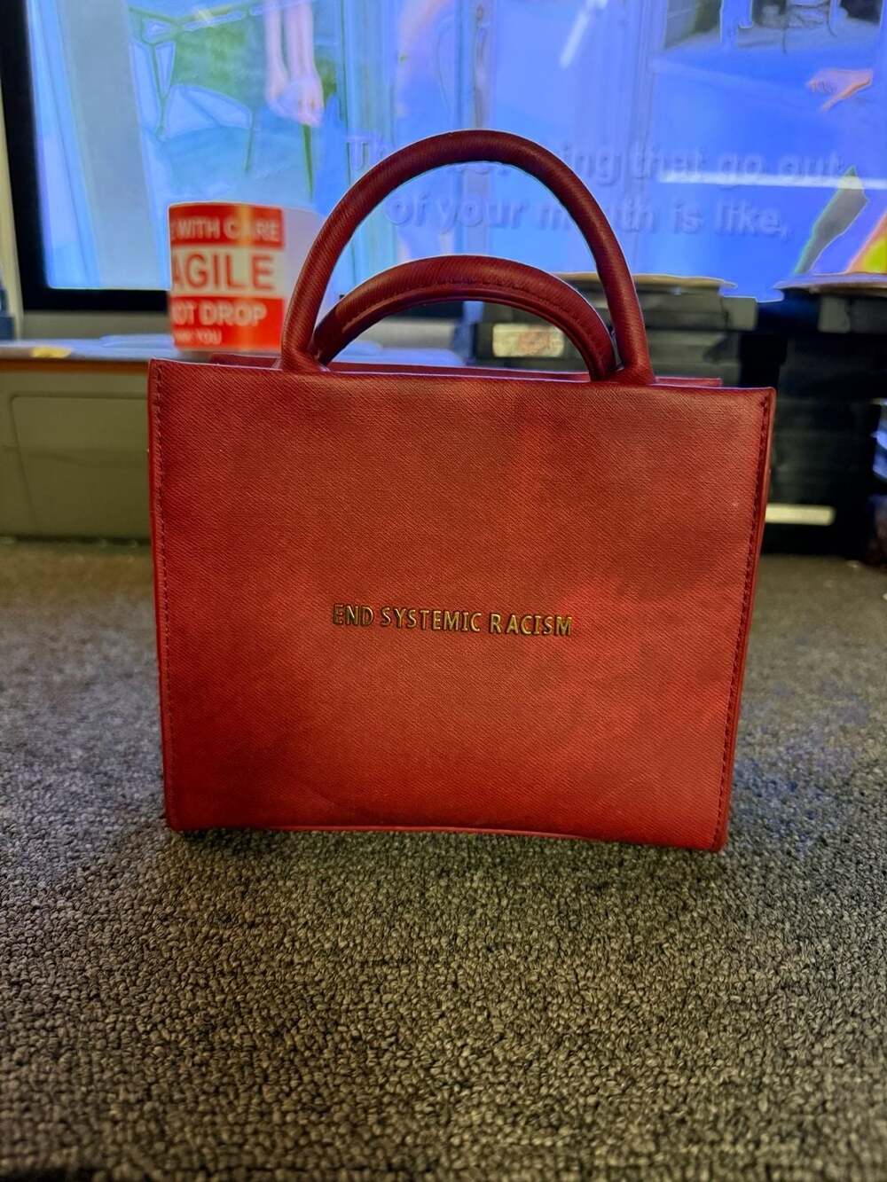 Brandon Blackwood ESR Tote Red End Systemic Racism Mini Handbag Crossbody Bag